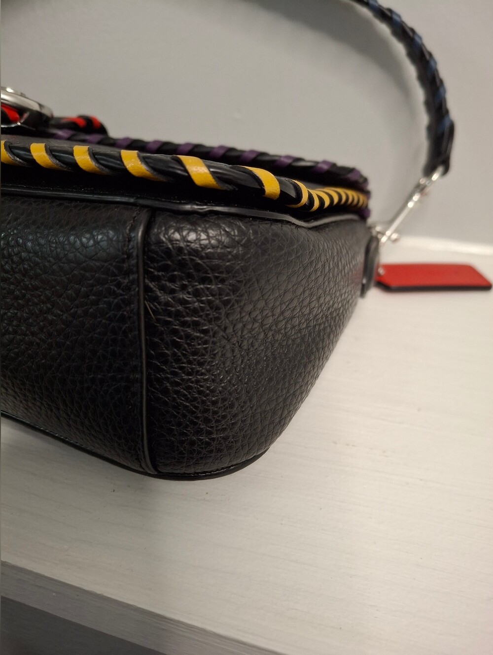 Coach Georgie Whipstitch Leather Shoulder Bag Black Multicolor C5790 EUC - Picture 6 of 8